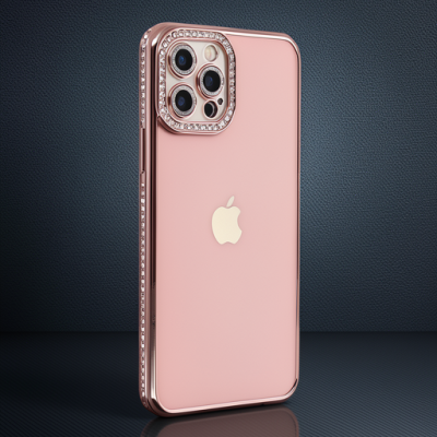 Apple İphone 12 Pro Kılıf Joke Taşlı Silikon - Pembe