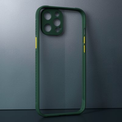 Apple İphone 12 Pro Kılıf Miami Şeffaf Silikon - Koyu Yeşil