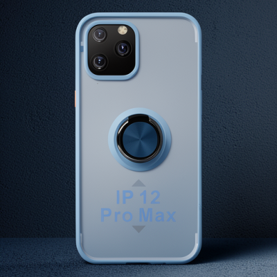 Apple İphone 12 Pro Kılıf Montreal Yüzüklü Silikon Kapak - Buz Mavi