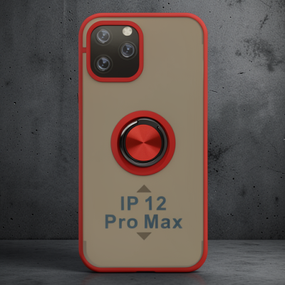 Apple İphone 12 Pro Kılıf Montreal Yüzüklü Silikon Kapak - Kırmızı