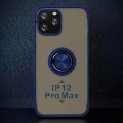 Apple İphone 12 Pro Kılıf Montreal Yüzüklü Silikon Kapak - Lacivert