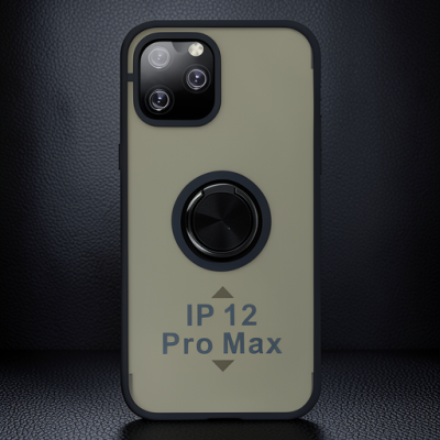 Apple İphone 12 Pro Kılıf Montreal Yüzüklü Silikon Kapak - Siyah