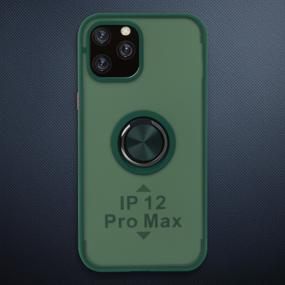 Apple İphone 12 Pro Kılıf Montreal Yüzüklü Silikon Kapak - Yeşil