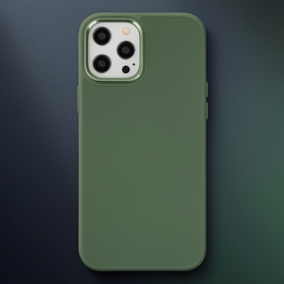 Apple İphone 12 Pro Max Kılıf Asya Deri Silikon - Koyu Yeşil