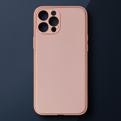 Apple İphone 12 Pro Max Kılıf Coco Deri Silikon Kapak - Pembe