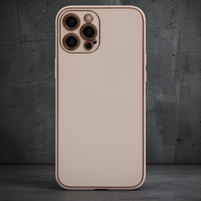 Apple İphone 12 Pro Max Kılıf Coco Deri Silikon Kapak - Pudra