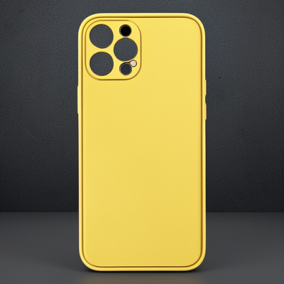 Apple İphone 12 Pro Max Kılıf Coco Deri Silikon Kapak - Sarı