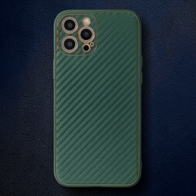 Apple İphone 12 Pro Max Kılıf Coco Karbon Silikon - Yeşil