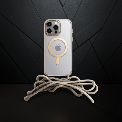 Apple İphone 12 Pro Max Kılıf Divo Lazer Askılı Magsafe Kapak - Gold