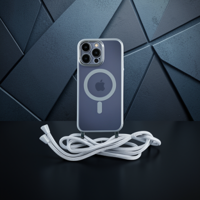 Apple İphone 12 Pro Max Kılıf Divo Lazer Askılı Magsafe Kapak - Gümüş