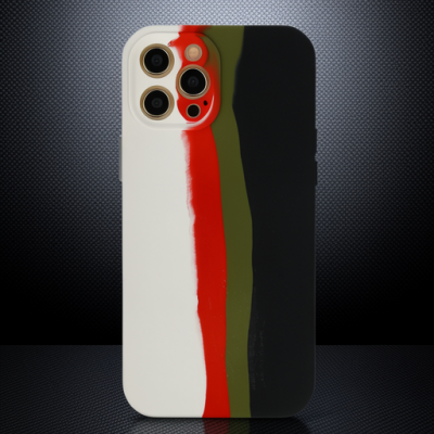Apple İphone 12 Pro Max Kılıf Ebruli Lansman Silikon - Beyaz-siyah