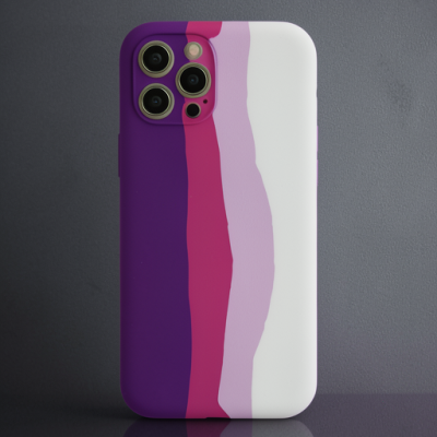 Apple İphone 12 Pro Max Kılıf Ebruli Lansman Silikon - Mor-beyaz