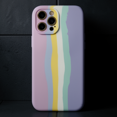 Apple İphone 12 Pro Max Kılıf Ebruli Lansman Silikon - Pembe-lila