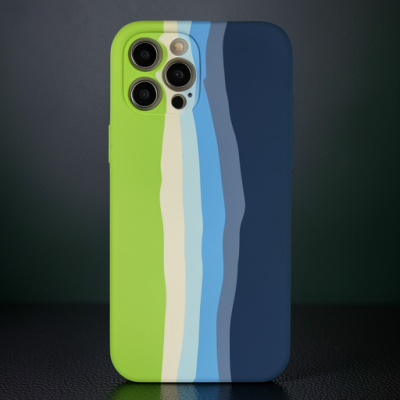 Apple İphone 12 Pro Max Kılıf Ebruli Lansman Silikon - Yeşil-koyu Yeşil