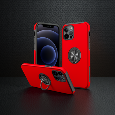 Apple İphone 12 Pro Max Kılıf Elit Yüzüklü Kapak - Kırmızı