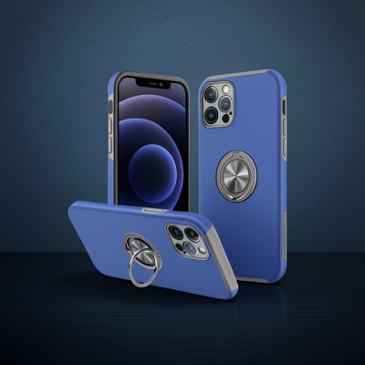 Apple İphone 12 Pro Max Kılıf Elit Yüzüklü Kapak - Lacivert
