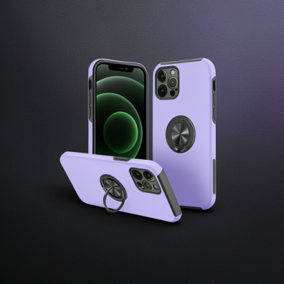 Apple İphone 12 Pro Max Kılıf Elit Yüzüklü Kapak - Mor