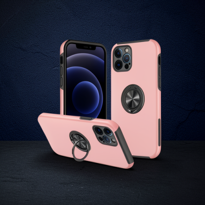 Apple İphone 12 Pro Max Kılıf Elit Yüzüklü Kapak - Pembe