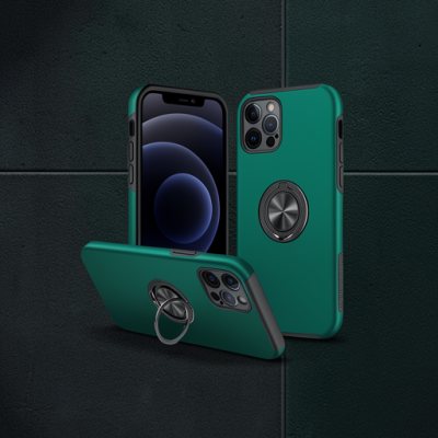 Apple İphone 12 Pro Max Kılıf Elit Yüzüklü Kapak - Yeşil