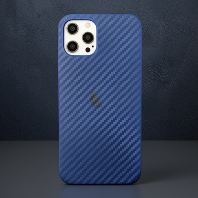 Apple İphone 12 Pro Max Kılıf Karbon Pp Silikon - Mavi