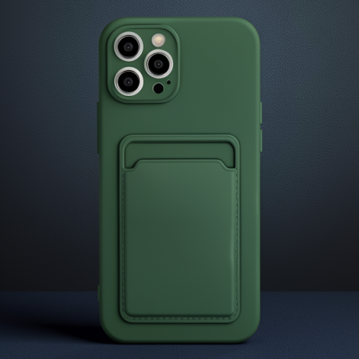 Apple İphone 12 Pro Max Kılıf Kelvin Kartvizitli Silikon - Koyu Yeşil