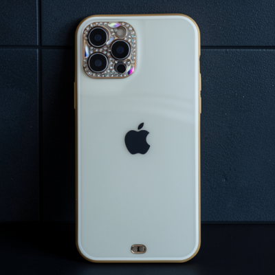 Apple İphone 12 Pro Max Kılıf Liva Taşlı Silikon - Beyaz