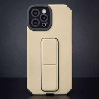 Apple İphone 12 Pro Max Kılıf Mega Standlı Silikon - Gold
