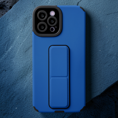 Apple İphone 12 Pro Max Kılıf Mega Standlı Silikon - Mavi