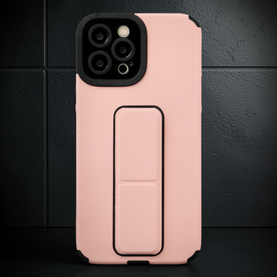 Apple İphone 12 Pro Max Kılıf Mega Standlı Silikon - Pudra