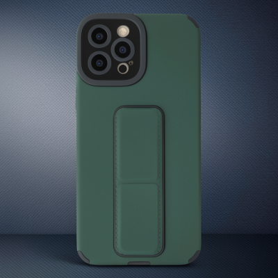 Apple İphone 12 Pro Max Kılıf Mega Standlı Silikon - Yeşil