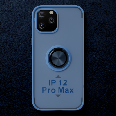 Apple İphone 12 Pro Max Kılıf Montreal Yüzüklü Silikon Kapak - Buz Mavi