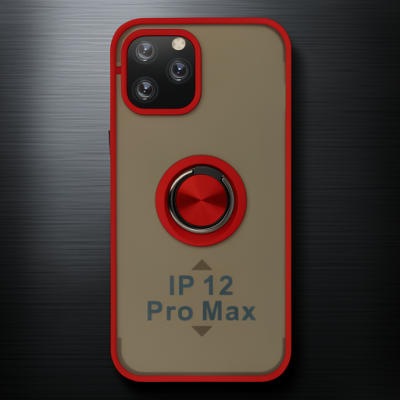 Apple İphone 12 Pro Max Kılıf Montreal Yüzüklü Silikon Kapak - Kırmızı