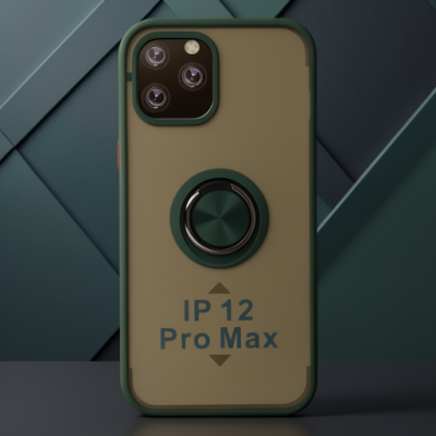 Apple İphone 12 Pro Max Kılıf Montreal Yüzüklü Silikon Kapak - Yeşil