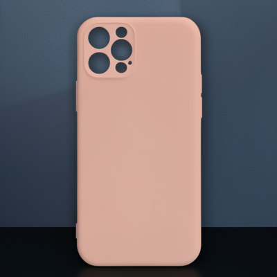 Apple İphone 12 Pro Max Kılıf Nano İçi Kadife Silikon - Pudra