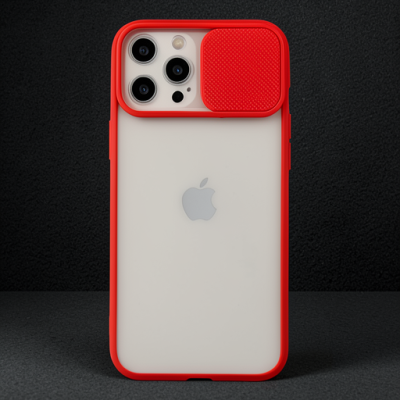 Apple İphone 12 Pro Max Kılıf Palm Buzlu Kamera Sürgülü Silikon - Kırmızı