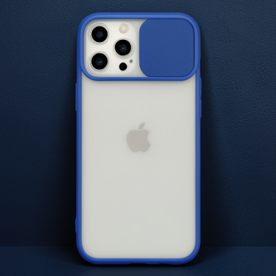 Apple İphone 12 Pro Max Kılıf Palm Buzlu Kamera Sürgülü Silikon - Lacivert