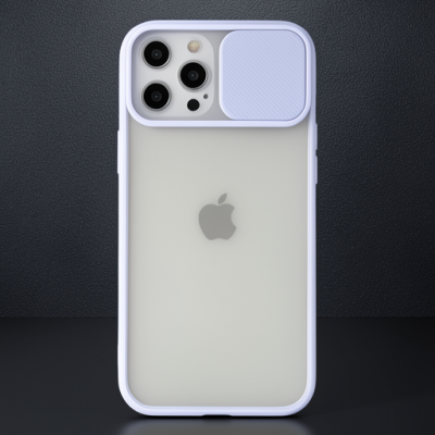 Apple İphone 12 Pro Max Kılıf Palm Buzlu Kamera Sürgülü Silikon - Lila