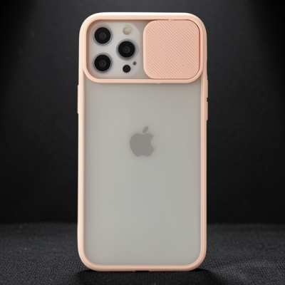 Apple İphone 12 Pro Max Kılıf Palm Buzlu Kamera Sürgülü Silikon - Pembe