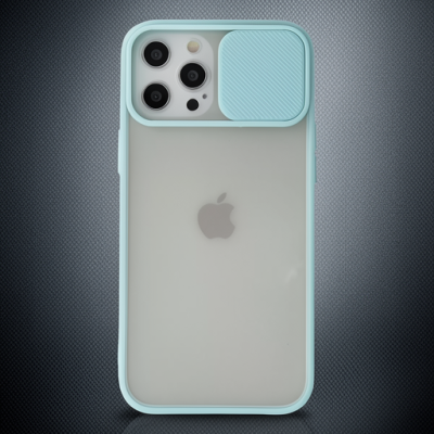 Apple İphone 12 Pro Max Kılıf Palm Buzlu Kamera Sürgülü Silikon - Turkuaz