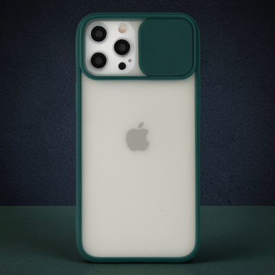 Apple İphone 12 Pro Max Kılıf Palm Buzlu Kamera Sürgülü Silikon - Yeşil