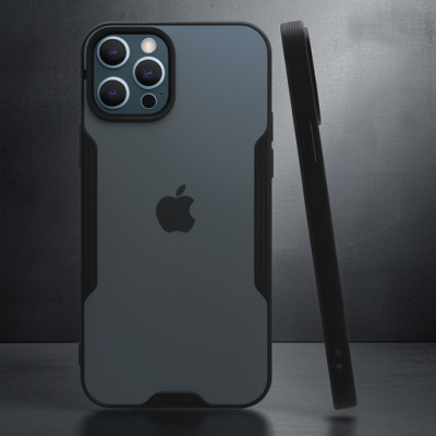 Apple İphone 12 Pro Max Kılıf Platin Silikon - Siyah
