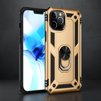 Apple İphone 12 Pro Max Kılıf Sofya Yüzüklü Silikon Kapak - Gold