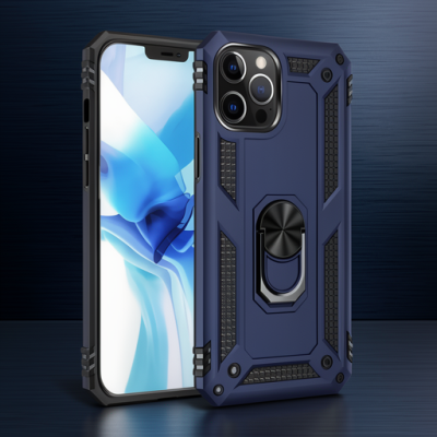 Apple İphone 12 Pro Max Kılıf Sofya Yüzüklü Silikon Kapak - Lacivert