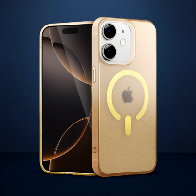 Apple İphone 12 Pummel Shiny Magsafe Kapak - Gold