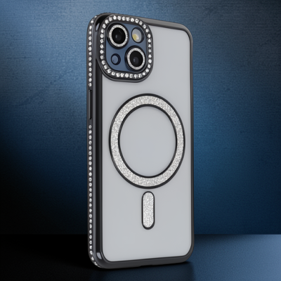 Apple İphone 13 Kılıf Joke Simli Magneticsafe Kılıf - Siyah