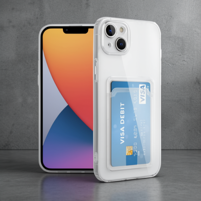 Apple İphone 13 Kılıf Kart Şeffaf Silikon - Şeffaf