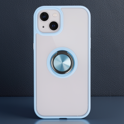 Apple İphone 13 Kılıf Montreal Yüzüklü Silikon Kapak - Buz Mavi