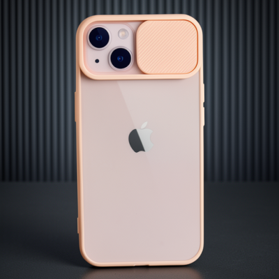 Apple İphone 13 Kılıf Palm Buzlu Kamera Sürgülü Silikon - Pembe