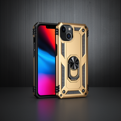 Apple İphone 13 Kılıf Sofya Yüzüklü Silikon Kapak - Gold