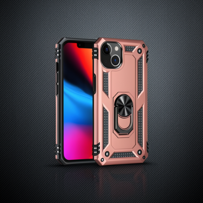 Apple İphone 13 Kılıf Sofya Yüzüklü Silikon Kapak - Rose